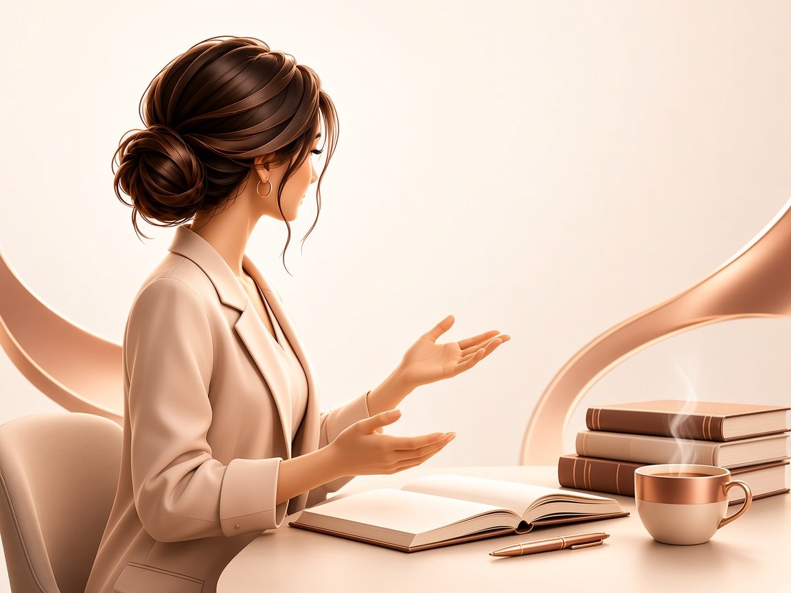 نور تشرح درس لغة أمام دفتر مفتوح وكتب وقلم